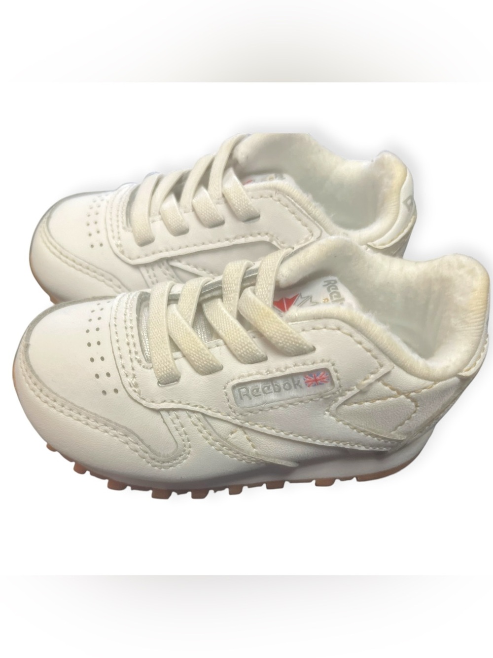 Sz 4 Reebok baby shoes White Lace-Up Classic Sneakers